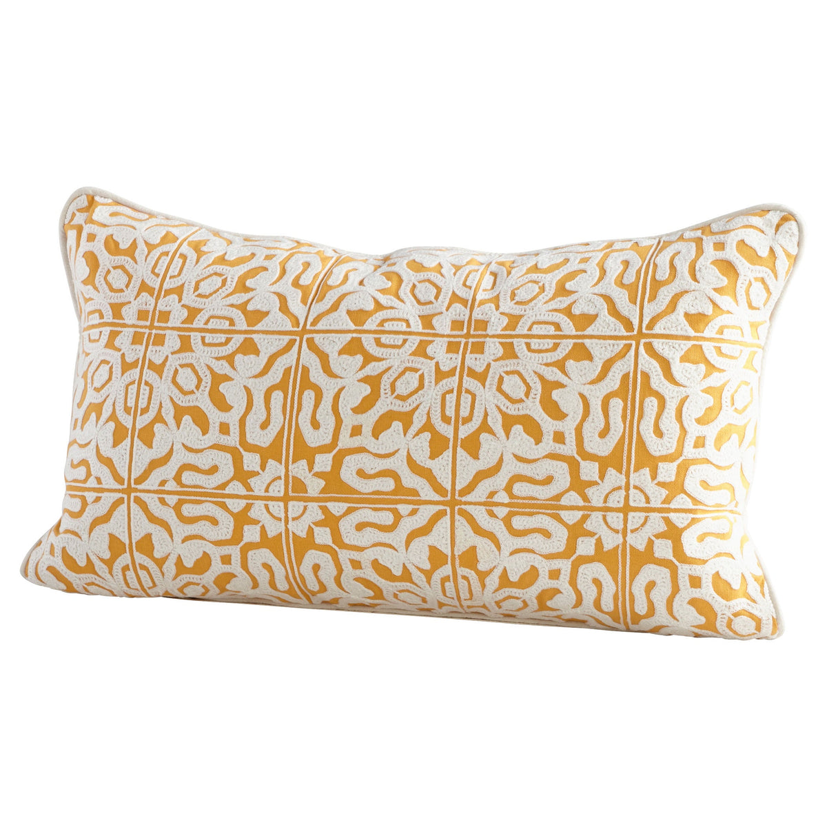 Prestigio Yellow Damask Cotton Pillow Cover – 14x24 Decorative Throw Cushion Case