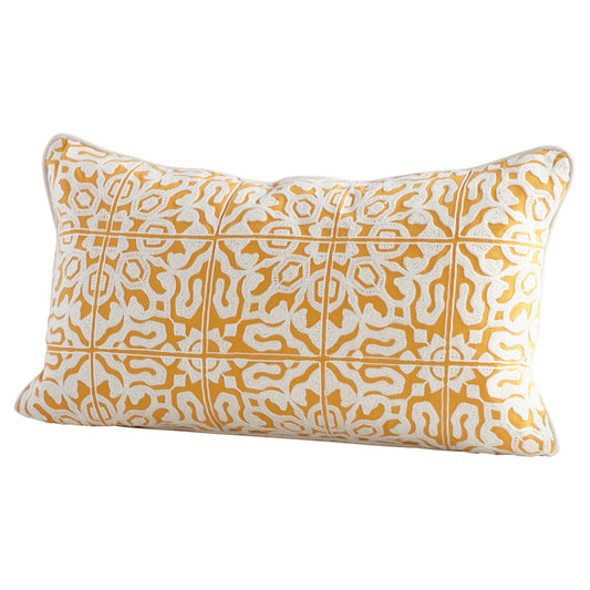 Prestigio Yellow Damask Cotton Pillow Cover – 14x24 Decorative Throw Cushion Case