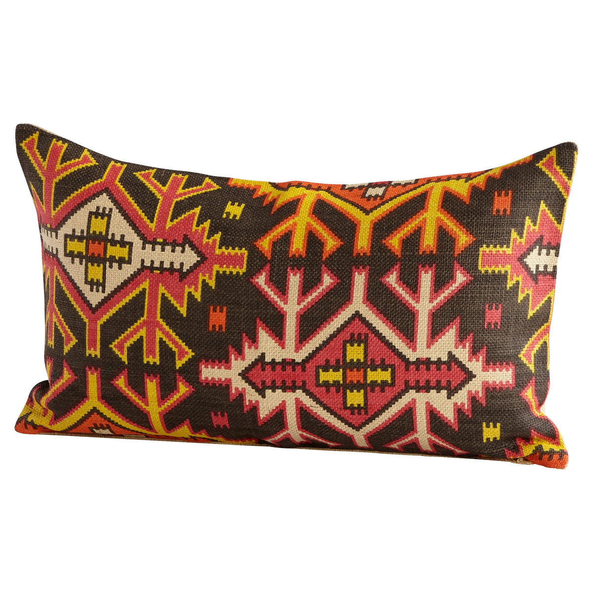 Navajo Jute Pillow Cover – Multi-Colored Geometric Lumbar Accent, 14x24 Inch