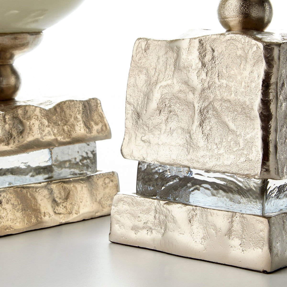 Isadora Vase – Small | Nickel and Snow White Glass | Elegant Aluminum & Glass Flower Vase
