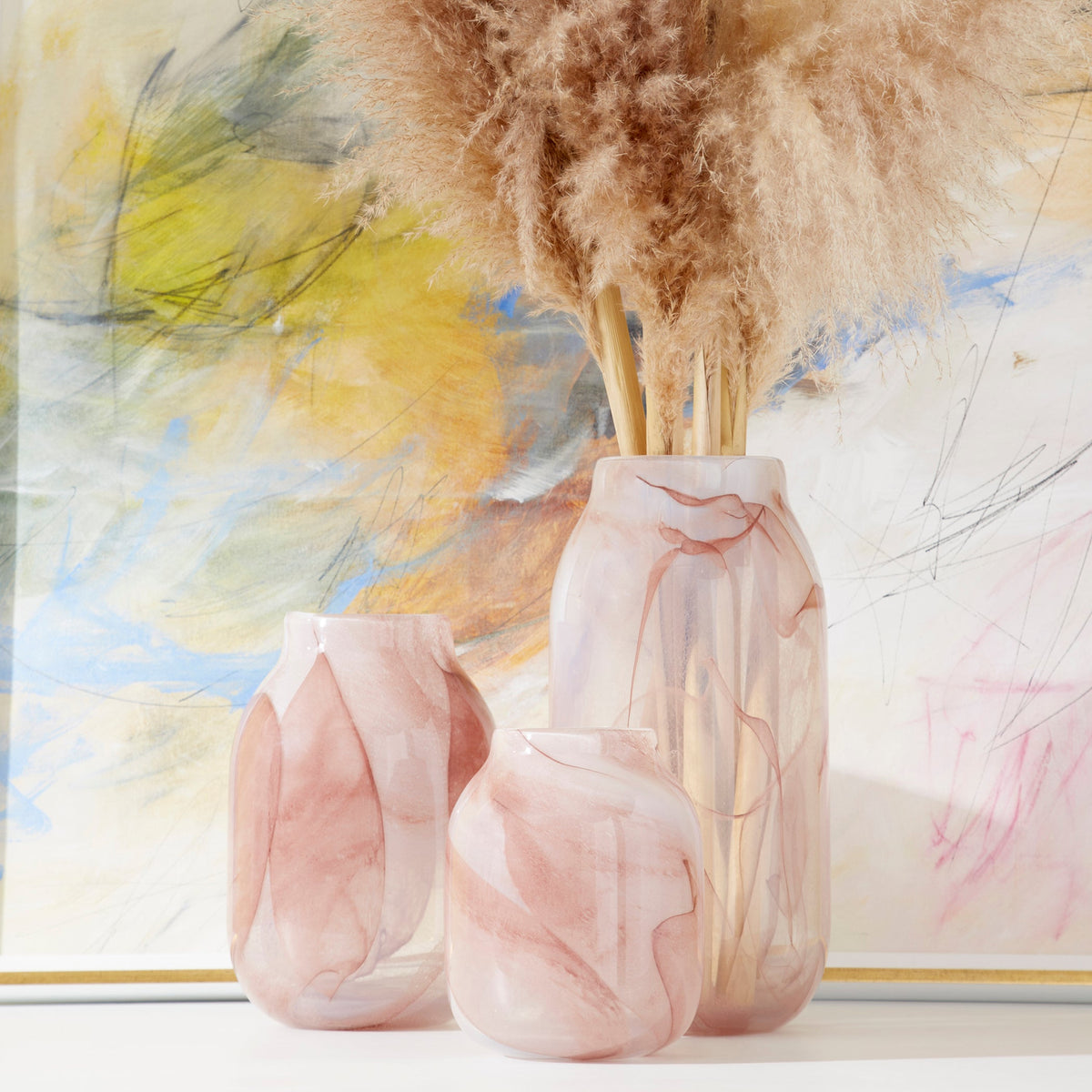 Atria Vase | Pink – Large – Modern Glass Vase for Home Decor, Floral Arrangements & Centerpieces